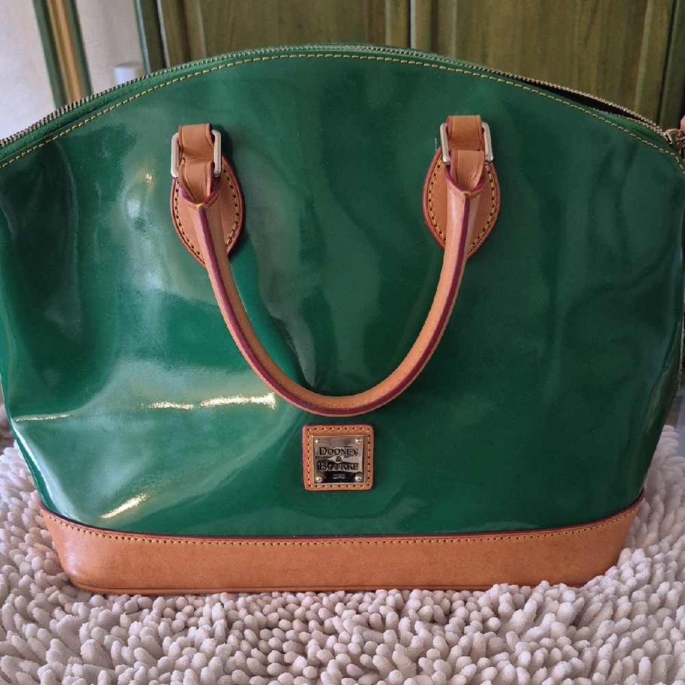 Dooney & Bourke Green and Tan Tote Bag - Picture 1 of 7